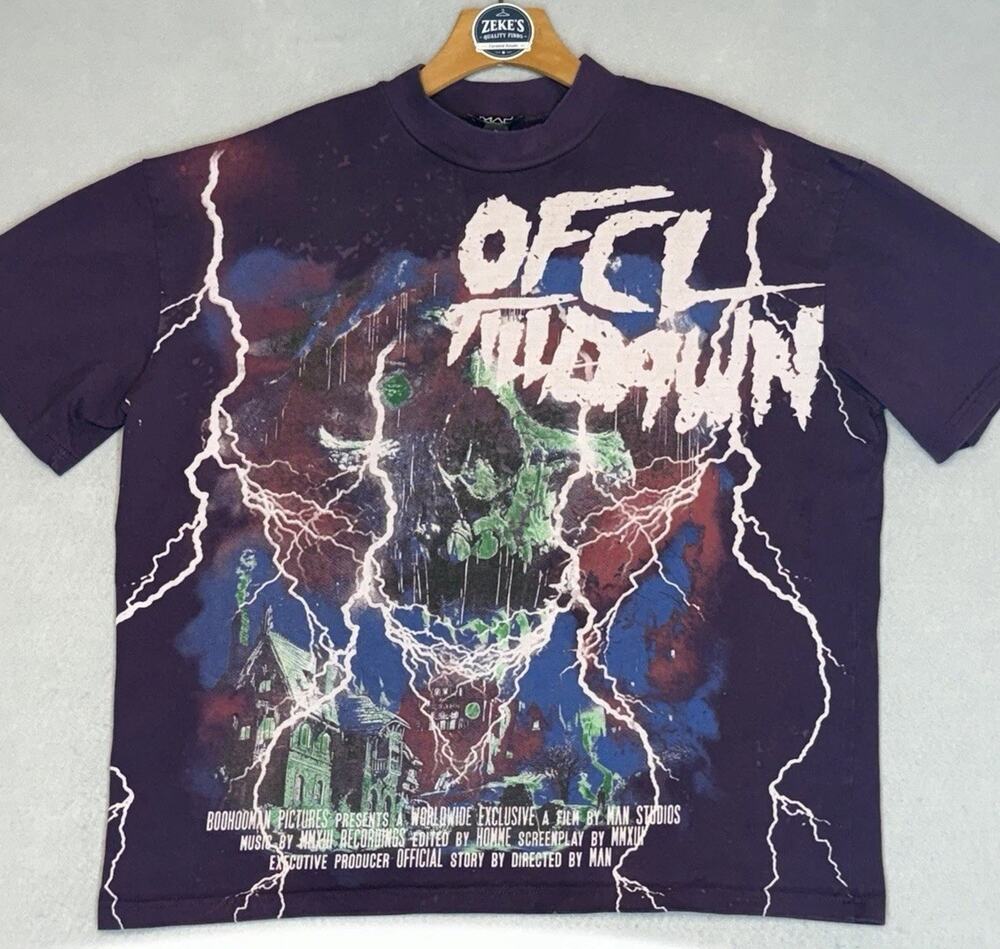 BoohooMAN Official Till Dawn Graphic T Shirt Mens Medium Purple Horror Goth Tee